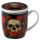 Taza con Tapa para Infusiones de Porcelana Calavera y Rosas