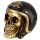 Figura Calavera Calavera Decorativa Dorada con Casco de Moto
