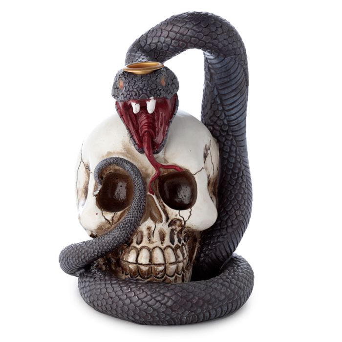 Quemador de Incienso de Reflujo Serpiente y Calavera