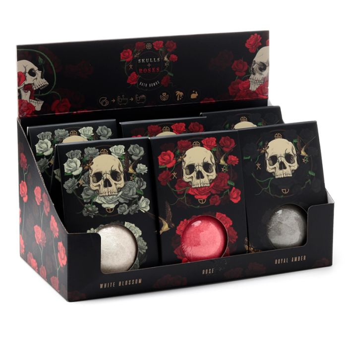 Bomba de Baño en Caja de Regalo Calavera y Rosas