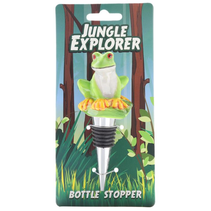Tapón de Botella de Vino Reutilizable Rana del Bosque de Cerámica