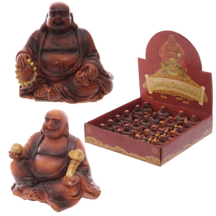 Figuras Buda Mini Buda de la Suerte Efecto Madera