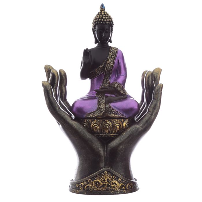 Figura de Buda Tailandés y Manos Negro y Morado