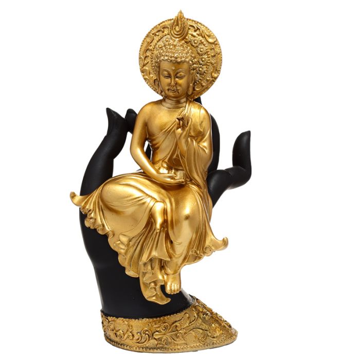 Figura Buda Tailandés Dorado Sentado en Mano