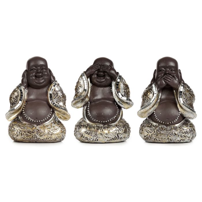 Figura de Buda Buda Chino Set de 3 Budas 'No Veo, No Escucho, No Hablo'