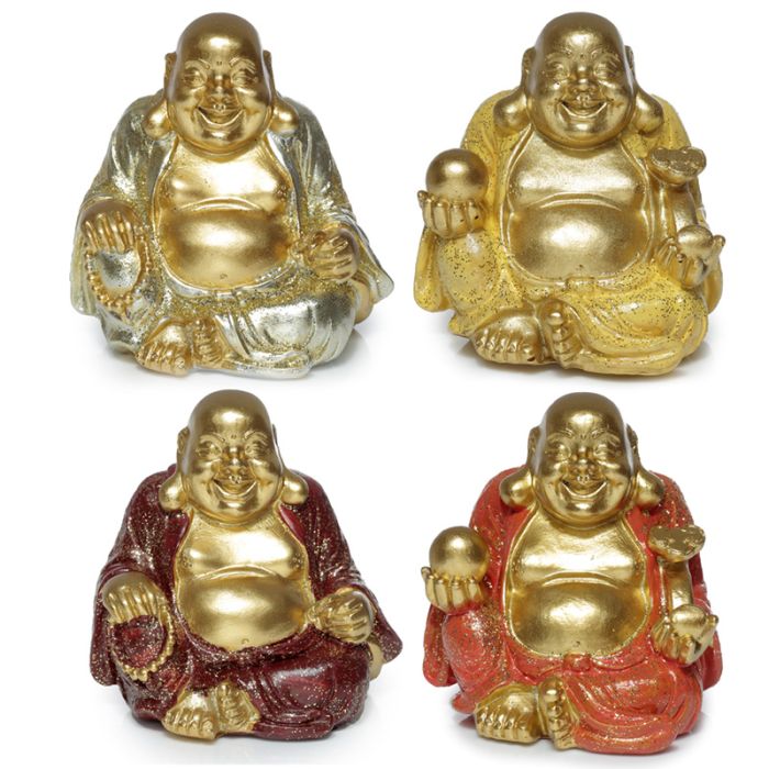 Figura de Buda Mini Buda Chino que Ríe de la Suerte con Purpurina 6cm
