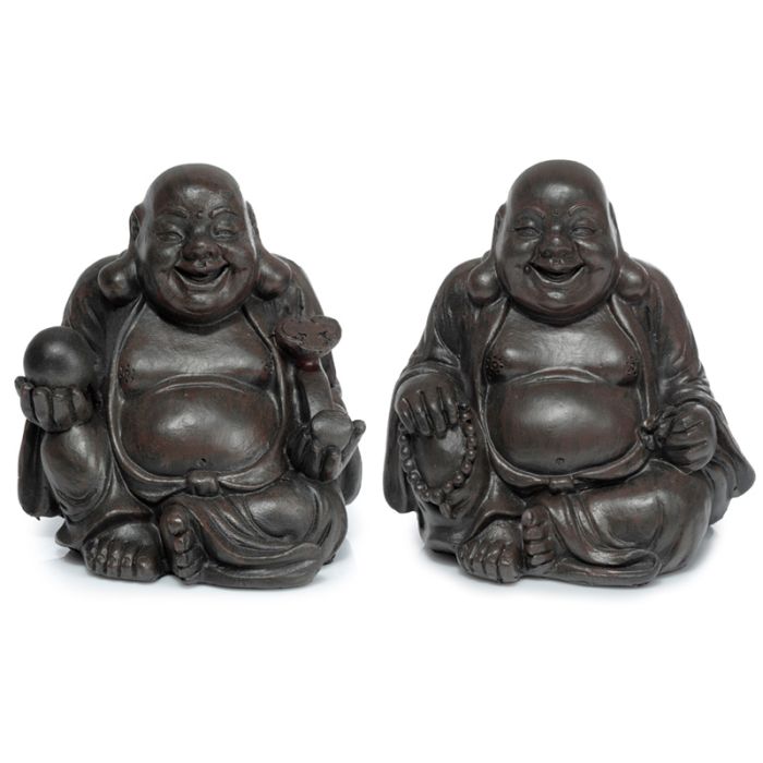 Figura de Buda Paz de Oriente Mini Buda Chino que Ríe Efecto Madera