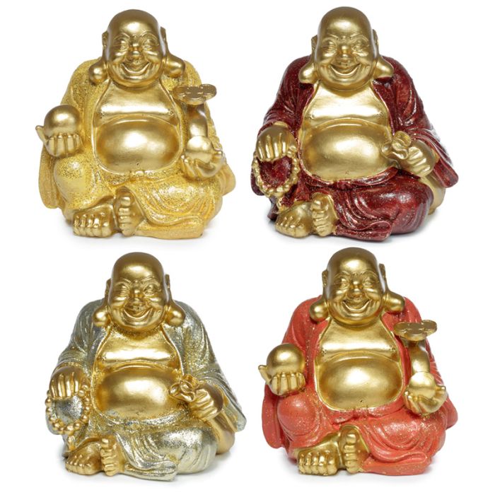 Figura de Buda Mini Buda Chino que Ríe de la Suerte con Purpurina 8cm