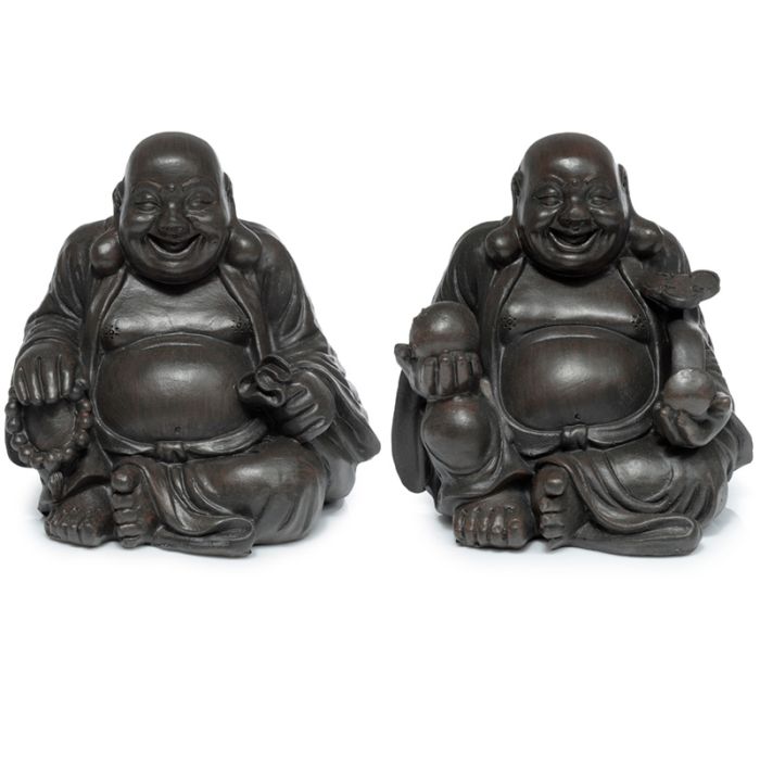 Figura de Buda Chino que Ríe Paz de Oriente Efecto Madera