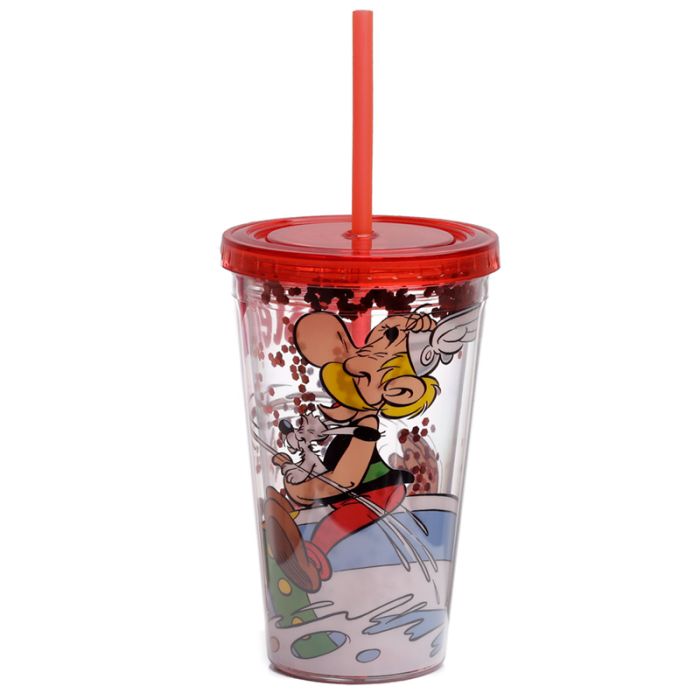 Vaso de Plástico de Doble Pared con Pajita Astérix de Astérix y Obélix
