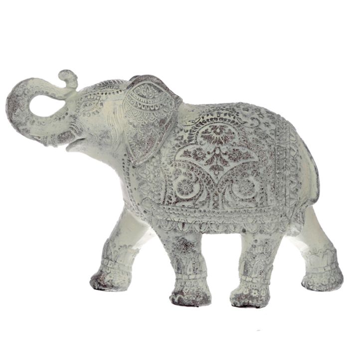 Figura de Elefante Tailandés Blanco Mediano
