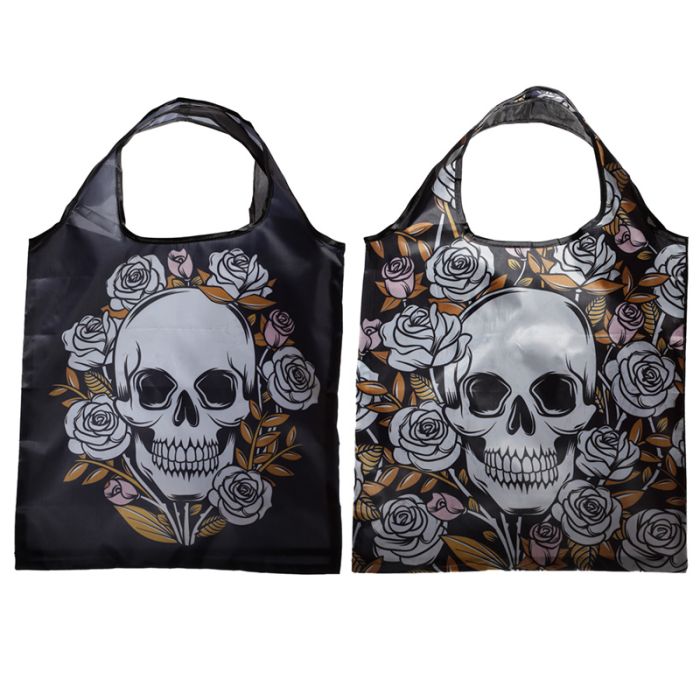 Bolsa Plegable Calavera y Rosas