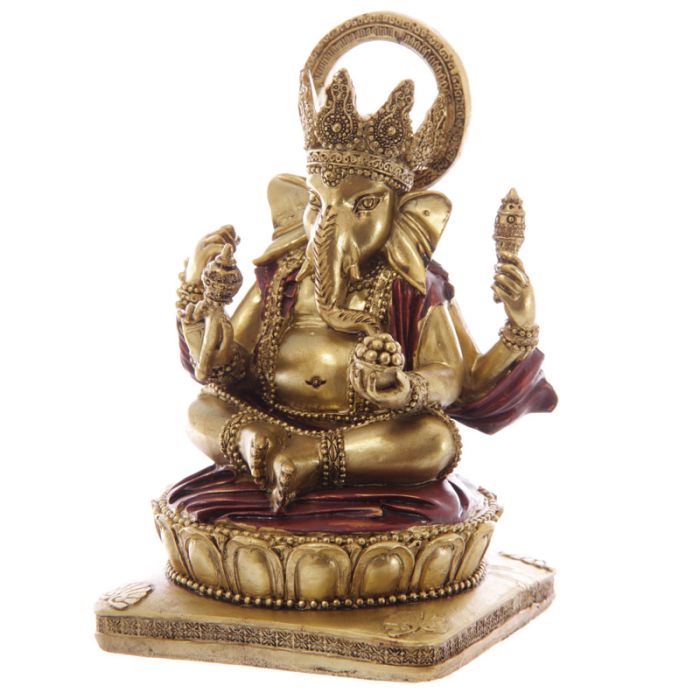 Figura Ganesh Dorada y Roja 14cm
