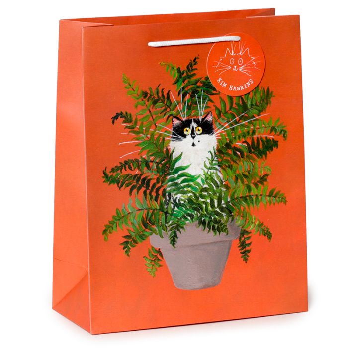 Bolsa de Regalo Kim Haskins Bolsa Roja con Gato y Elecho Floral Grande