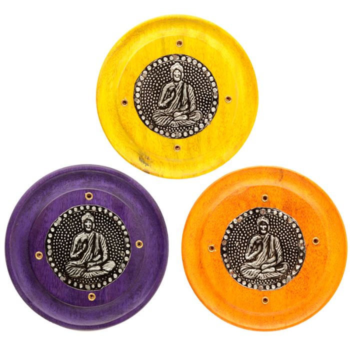 Quemador de Incienso Redondo de Madera de Mango Buda