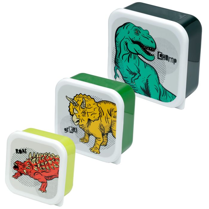 Set de 3 Fiambreras Táper Infantiles M/L/XL Dinosaurios Dinosauria
