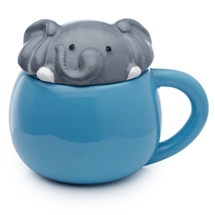 Taza de Cerámica con Tapa Elefante Animales Adorables Adoramals