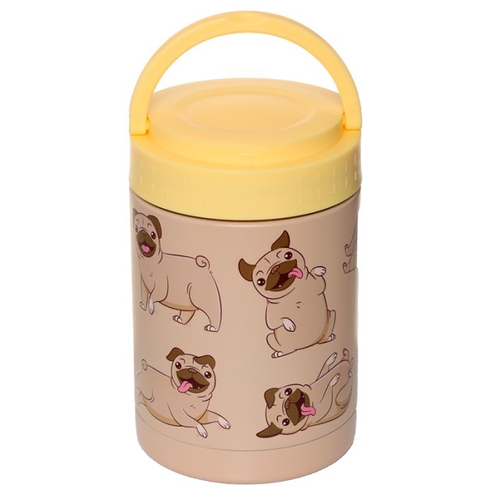 Fiambrera Táper Termo Portátil de Acero Inoxidable Perro Pug Carlino 500 ml