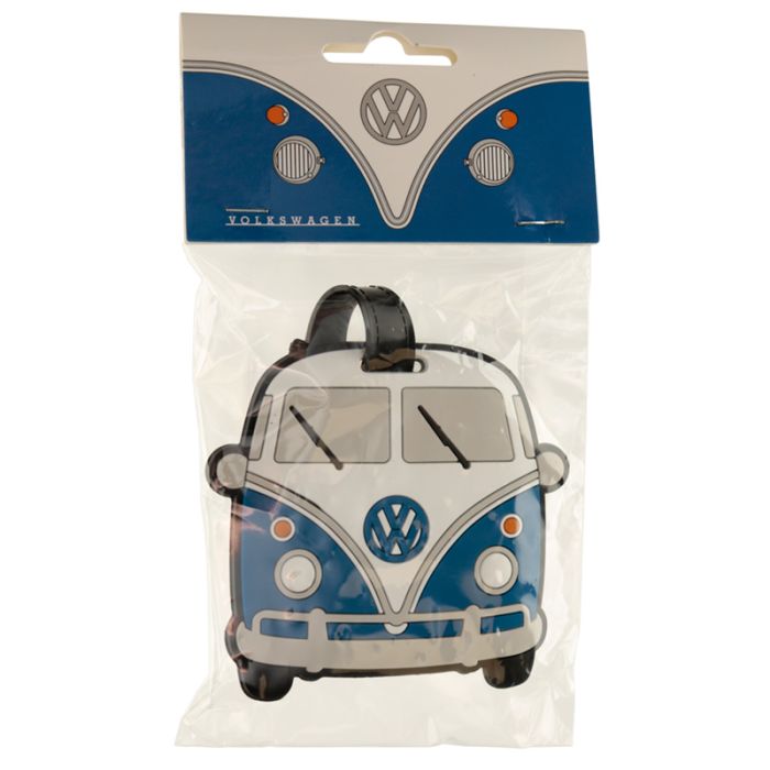 Etiqueta de Equipaje de PVC Caravana Volkswagen VW T1 Camper Azul
