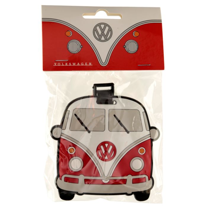 Etiqueta de Equipaje de PVC Caravana Volkswagen VW T1 Camper Roja