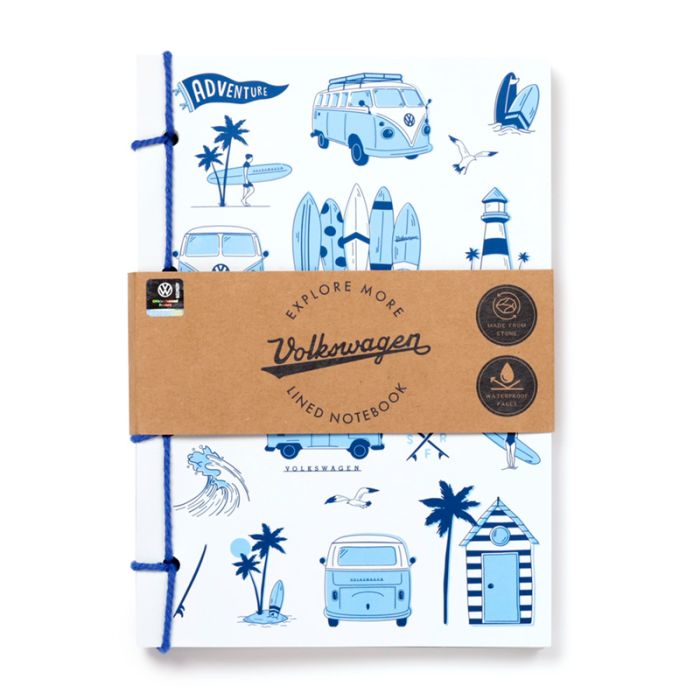 Libreta A5 a Rayas de Papel Piedra Caravana VW Volkswagen T1 Camper Playa
