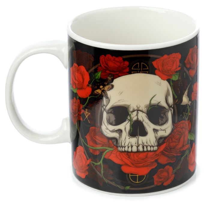 Taza de Porcelana Calavera y Rosas