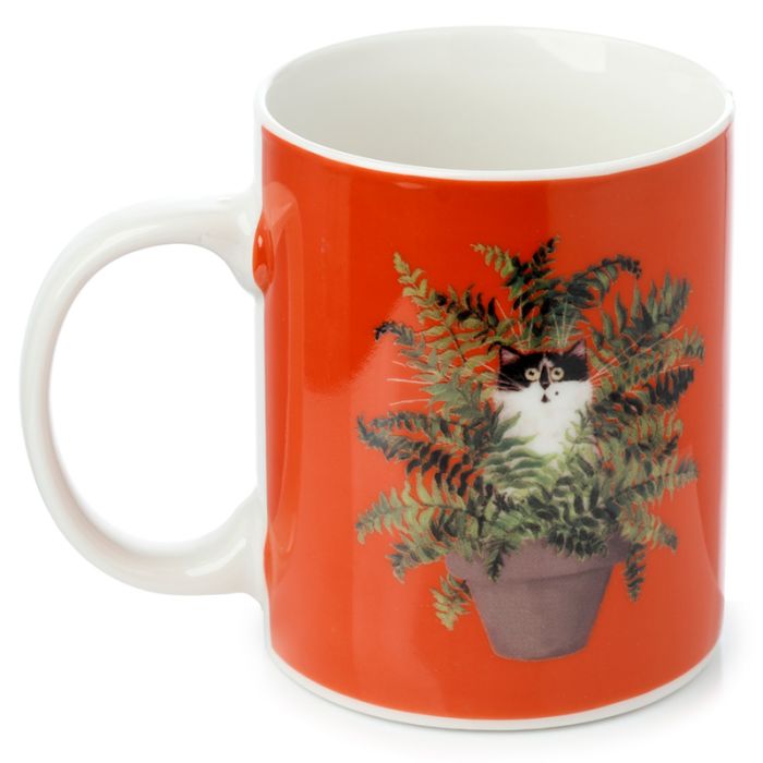 Taza de Porcelana Kim Haskins Gato Floral Rojo