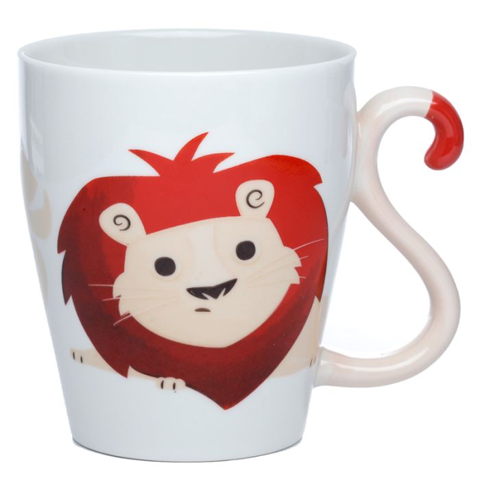 Taza de Porcelana Asa con Forma de Cola de León Zooniverso