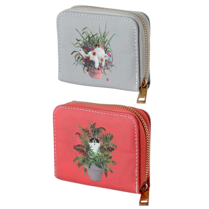 Cartera con Cremallera Gatos Florales Kim Haskins Pequeña