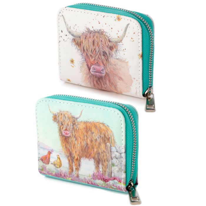 Cartera con Cremallera Vaca Escocesa de las Highlands Coo Jan Pashley 