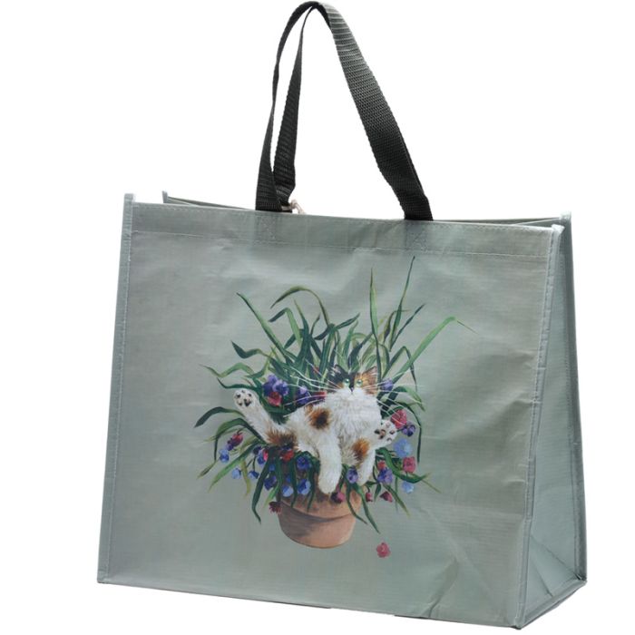 Bolsa de la Compra RPET Kim Haskins Gato y Elecho Floral Verde