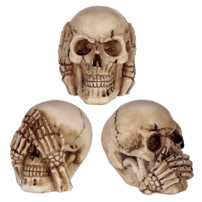 Set Figuras Calavera 'No Veo, No Escucho, No Hablo' Pequeñas