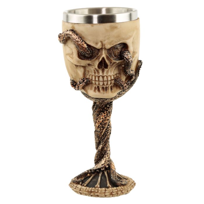 Copa Decorativa Calavera con Pulpo de Bronce (Sin Caja)