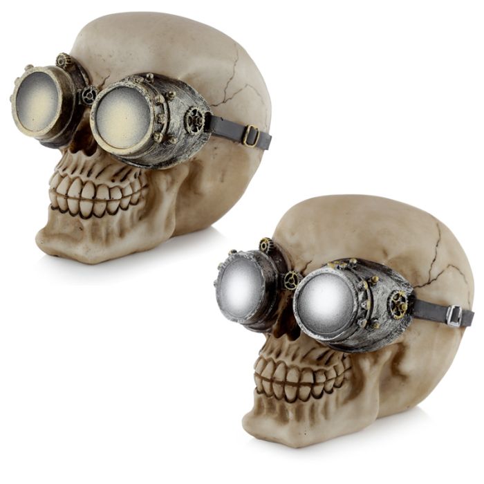 Figura Calavera Calavera Decorativa Estilo Steampunk con Gafas