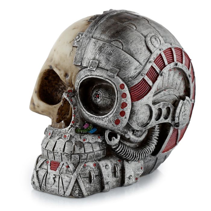 Figura Calavera Calavera Decorativa Estilo Steampunk Mitad Robot