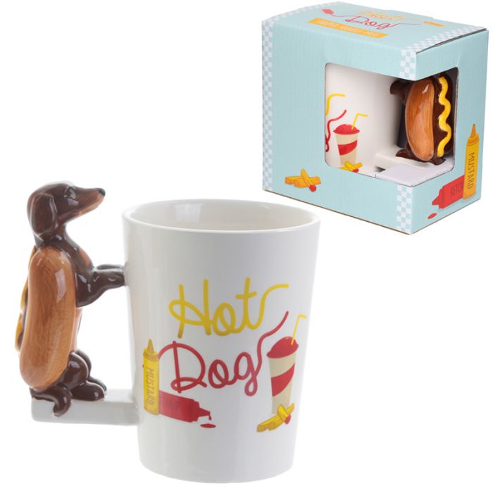 Taza de Cerámica Asa con Forma Perro Salchicha