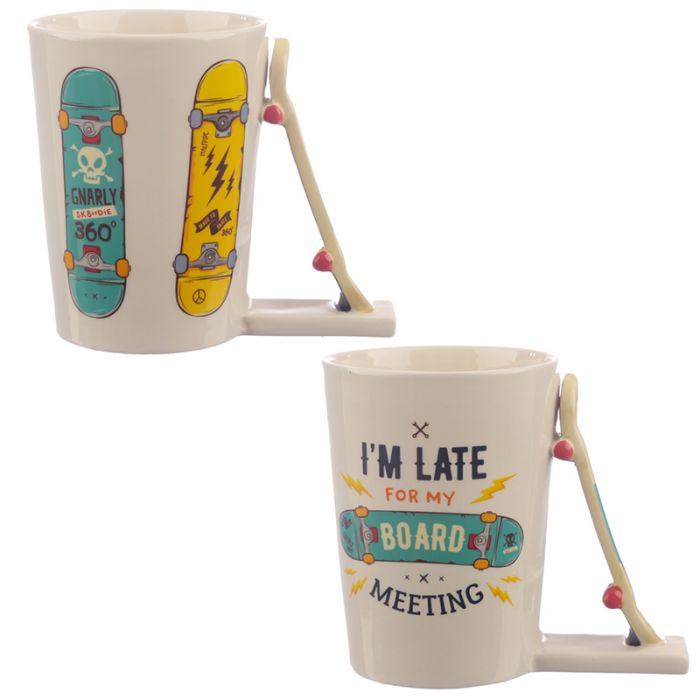 Taza de Cerámica Asa con Forma de Tabla de Skate Skateboard