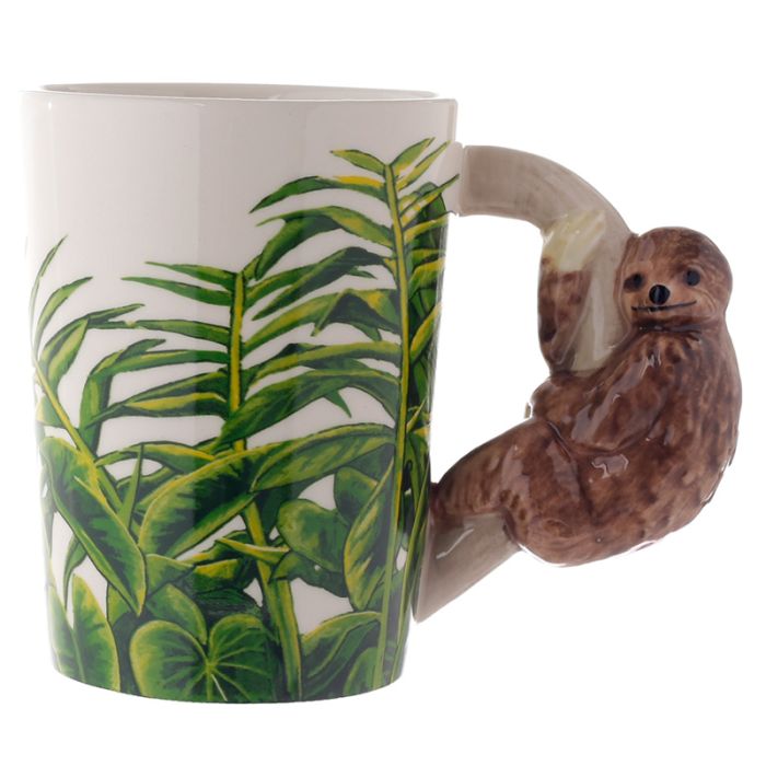 Taza de Cerámica Asa con Forma de Oso Perezoso en la Jungla