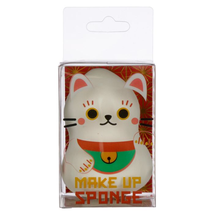 Esponja de Maquillaje Gato Maneki Neko Blanco