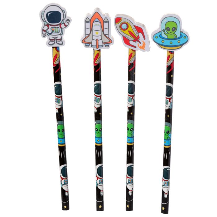 Lápiz con Tope de Goma de Borrar Diseño Espacial