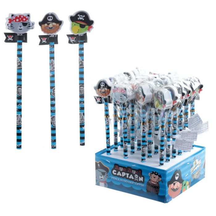 Lápiz con Tope de Goma de Borrar Capitán Pirata