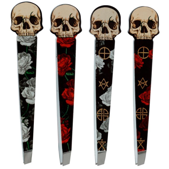 Pinzas para Depilar Forma Calavera y Rosas