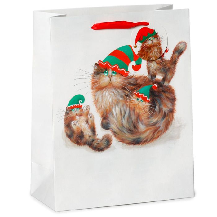 Bolsa de Regalo Navidad Gatos y Duendes Kim Haskins Grande