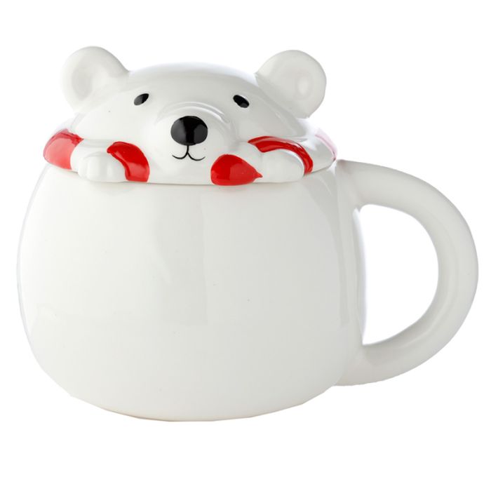 Taza de Cerámica con Tapa Oso Polar