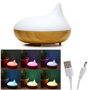 Difusor de Aroma USB Base de Madera Estriada y Luz LED que Cambia de Color Difusor de Aroma USB Base de Madera Estriada y Luz LED que Cambia de Color