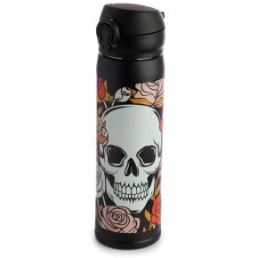 Botella Térmica Tapa de Bloqueo Calavera y Rosas 450ml Botella Térmica Tapa de Bloqueo Calavera y Rosas 450ml