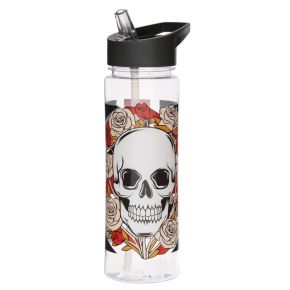 Botella de Agua con Pajita y Asa Calavera y Rosas Bandera Reino Unido Botella de Agua con Pajita y Asa Calavera y Rosas Bandera Reino Unido