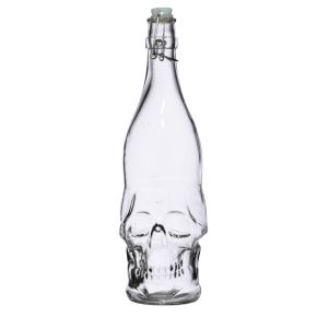 Botella de Agua de Cristal con Forma Calavera Botella de Agua de Cristal con Forma Calavera