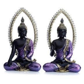 Figura de Buda Tailandés Meditando Dorado y Morado Figura de Buda Tailandés Meditando Dorado y Morado