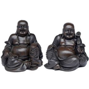 Figura de Buda Paz Oriental Buda de la Suerte Efecto Madera Figura de Buda Paz Oriental Buda de la Suerte Efecto Madera